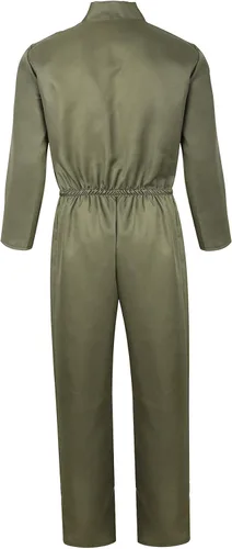 Vista 4 de Grebrafan Disfraz de piloto para hombre, traje de vuelo verde