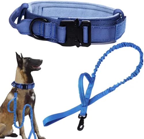Vista 24 de Collar táctico para perro, ajustable, militar, de nailon, con asa de control y hebilla de metal resistente para perros medianos y grandes (negro, S)