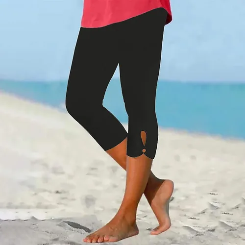 Vista 2 de Pantalones capri para mujer, estilo casual, de verano, elásticos, de cintura alta, pantalones de yoga, ajuste atlético, pantalones deportivos
