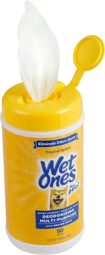 Vista 9 de Wet Ones Toallitas desodorizantes para perros para mascotas, salpicaduras