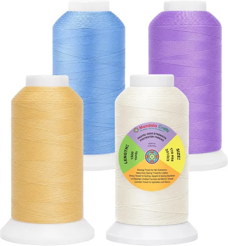 Vista 30 de Mandala Crafts Airforce Blue Tex 70 - Hilo de poliéster para tapicería 1500 Yds T70 UV Resistant Strong Thread for Leather Sewing, Marine
