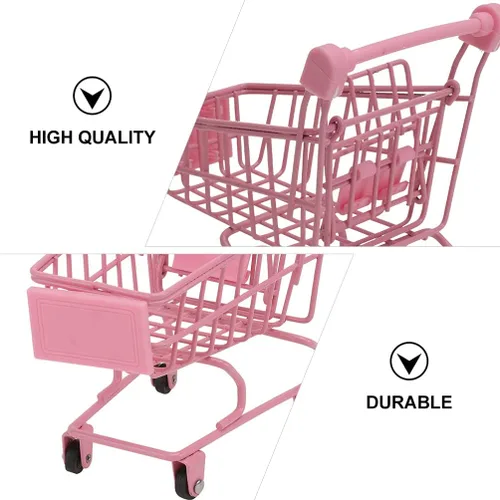 Vista 7 de Happyyami 2pcs Mini Carrito de compras de Metal Carrito de Supermercado Mini Carrito de Compras Carrito de Compras Carrito de Utilidad Carro