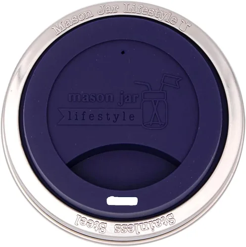 Vista 33 de Tapa de silicona para beber con banda de acero inoxidable para tarros Mason (Americana multicolor, boca regular)