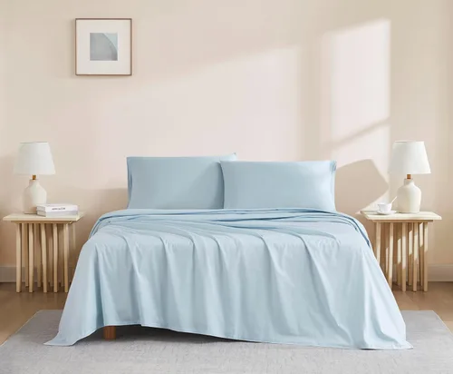 Vista 20 de Linen Closet Juego de sábanas y fundas de almohada 100% algodón orgánico, 3 Blanco Ártico
