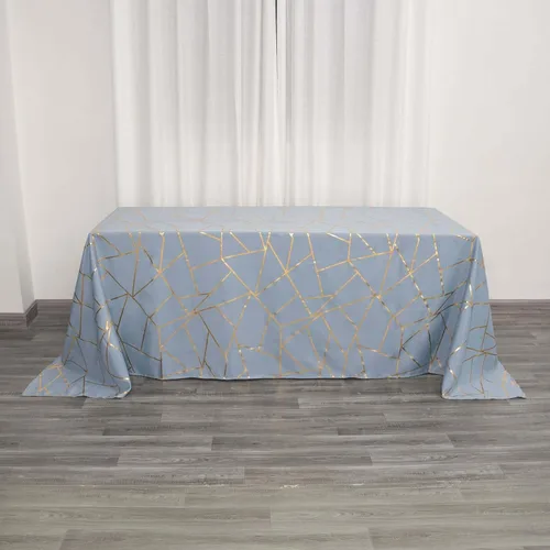 Vista 34 de Efavormart - Mantel redondo de poliéster de 120 pulgadas con patrón geométrico dorado Morado