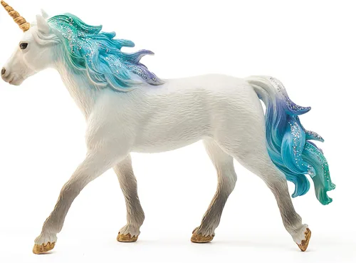 Vista 3 de Schleich bayala, Juguetes de unicornio para niñas y niños, semental de unicornio marino con gemas, azul y morado, a partir de 5 años