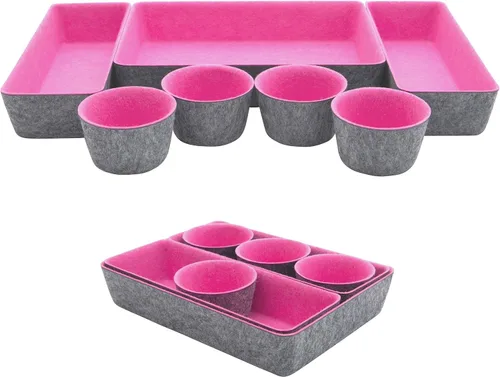 Vista 11 de Teeo - Organizadores divisores de cajones - Bandejas de maquillaje para tocador - Organizador de cajones - Organizador de cajones de oficina