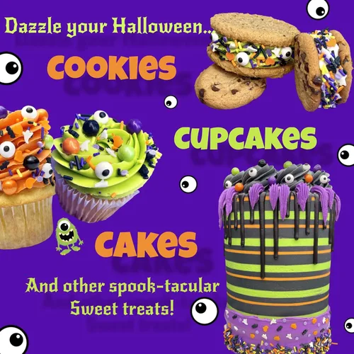 Vista 6 de Manvscakes Gránulos de Halloween para decoración de pasteles, gránulos comestibles para decoración de galletas, postres de chocolate, cupcakes