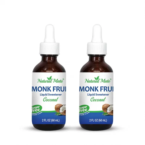 Vista 7 de Edulcorante líquido saborizado de fruta de monje optimizado con eritritol 2oz - Sabor a coco 1 paquete