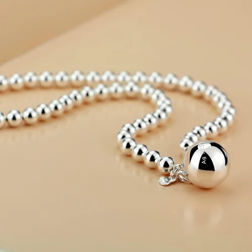 Vista 9 de Italia Fashion - Collar de cuentas de plata de ley 925 con colgante de campana y corazón de 0.157 pulgadas, 0.157 pulgadas, 0.236 pulgadas, 0.315