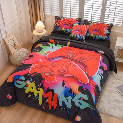 Vista 5 de Aimuan Gamer Gaming Juegos de Ropa de Cama Juegos de Edredón 3D Gamepad para Niños Consola de Juegos Botones de Acción Novedoso Controlador de Juego