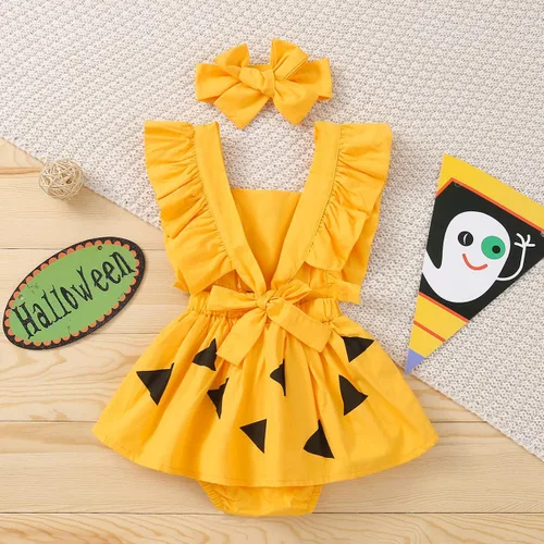 Vista 3 de IMEKIS Newborn Baby Girl Caveman Costume 1st Birthday Outfit Romper Dress with Headband Halloween Cosplay