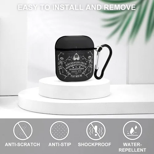 Vista 3 de Funda de esqueleto vintage con diseño mágico Ouija negro compatible con Airpods 1 y 2 con llavero para auriculares, unisex, a prueba de golpes