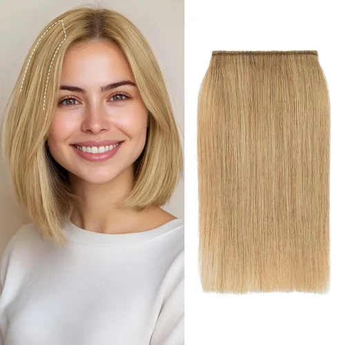 Vista 25 de S-noilite Extensiones de cabello corto con broches, 100% cabello humano real, 2 clips, extensiones con clip para mujeres con cabello delgado, añade