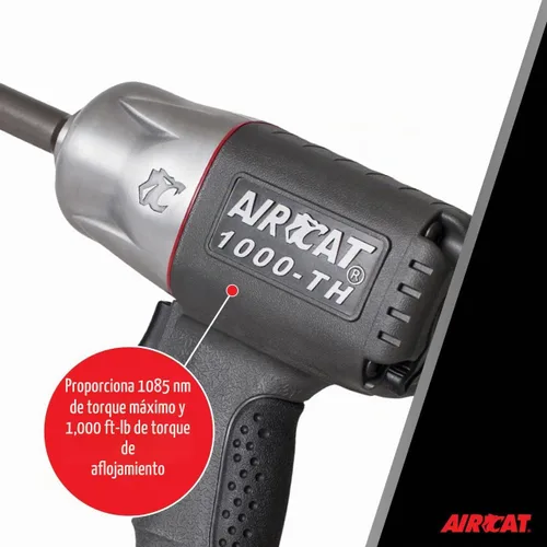 Vista 4 de AIRCAT 1000-TH-2 Llave de impacto compuesta de 1/2 pulgadas, yunque extendido de 2 pulgadas, llave de impacto de par máximo de 800 pies-libras