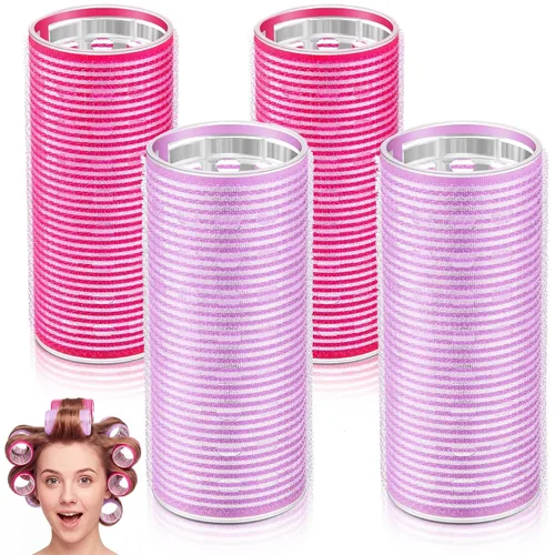 Vista 15 de WILLBOND 4 rodillos de pelo largos para flequillo, rizadores de núcleo de aluminio, rodillo térmico de autoagarre para cabello largo y mediano, Negro