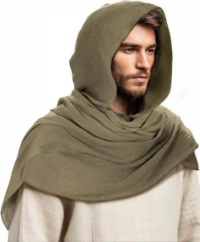 Vista 12 de Ultrafun Bufanda medieval renacentista para hombres y mujeres, multifuncional, con capucha, para Halloween, cosplay, accesorios de disfraz