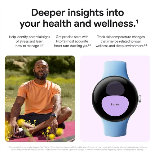 Vista 5 de Google Pixel Watch 2 con lo mejor de Fitbit y Google - Seguimiento de frecuencia cardíaca, gestión del estrés, características de seguridad - Reloj