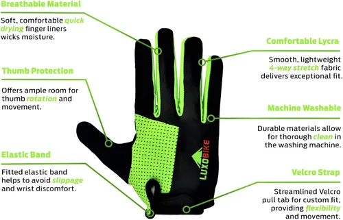 Vista 2 de LuxoBike Guantes de ciclismo para mujer, ligeros, transpirables, absorben los golpes, con pantalla táctil, guantes deportivos para hombre