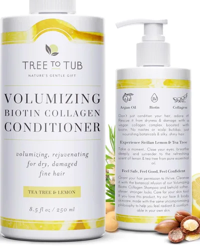 Vista 9 de Tree To Tub Acondicionador de biotina, cafeína activadora para cabello más completo, acondicionador espesante para mujeres y hombres para cabello