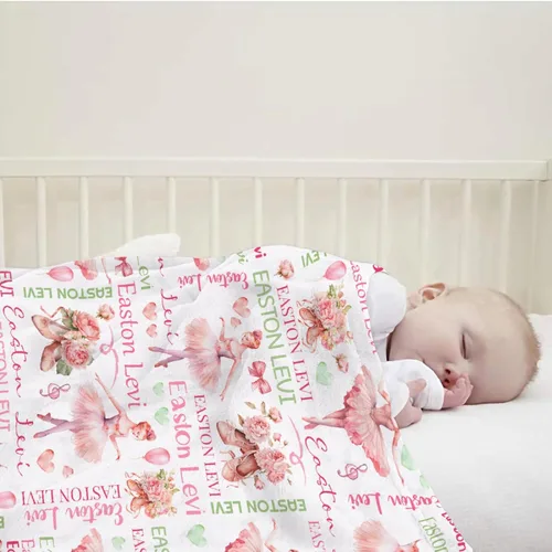 Vista 2 de Manta de Bebé Personalizada Danza Manta Personalizada con Nombre Manta Suave de Franela para Niños Niñas Niños Pequeños Bebés Niños Recién Nacidos