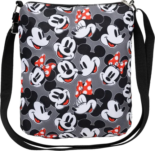 Vista 2 de Disney Bolso cruzado de Mickey Minnie Mouse con estampado de pasaporte y viaje gris