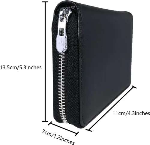Vista 3 de Soporte para tarjetas de crédito de cuero neutro con ranura para múltiples tarjetas, cartera de pasaporte de viaje, tarjeta de tarjeta, bloqueo RFID