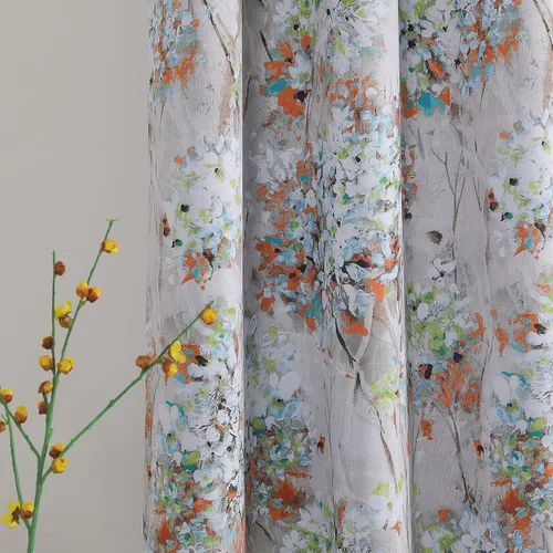 Vista 12 de MYSKY HOME Cortinas florales de 45 pulgadas de largo para sala de estar, baño, aislamiento térmico, cortina de oscurecimiento de la habitación