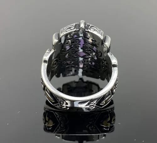 Vista 8 de Anillo grande de plata de ley 925 k para hombre