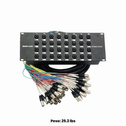 Vista 2 de Seismic Audio SARMSS-32x530 - Cable de serpiente, divisor combinado XLR TRS de 32 canales para montaje en bastidor, troncos XLR de 5 y 30 pies