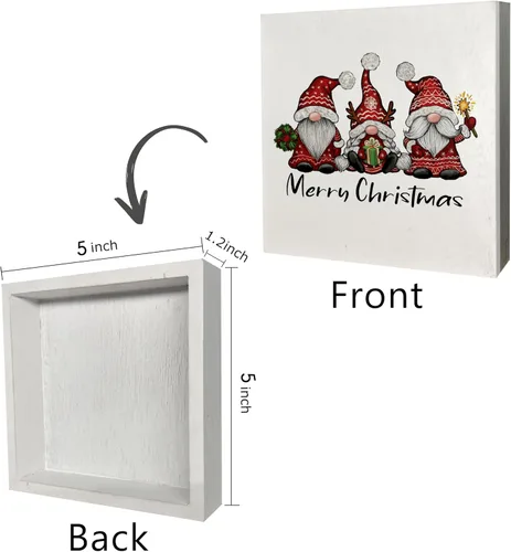 Vista 4 de KEUSPI Letrero de madera con texto en inglés "Merry Christmas", placa de madera de gnomo de Navidad, decoración para mesa, letreros de gnomos