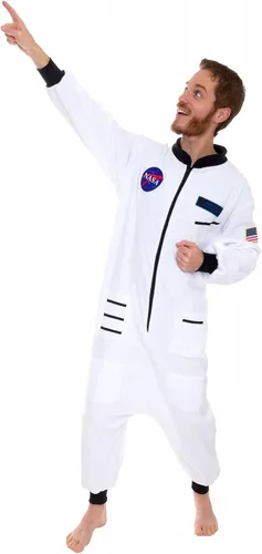 Vista 2 de Silver Lilly Disfraz de astronauta de una pieza para adultos, disfraz de cosplay, plateado