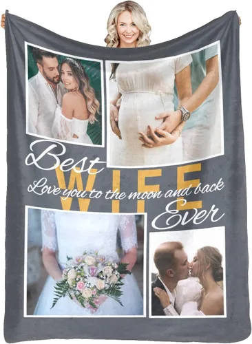 Vista 18 de Manta personalizada con fotos, mantas personalizadas con imagen para madre, padre, niños, hermana, amigos, parejas, cumpleaños, 1 foto, 30 x 40