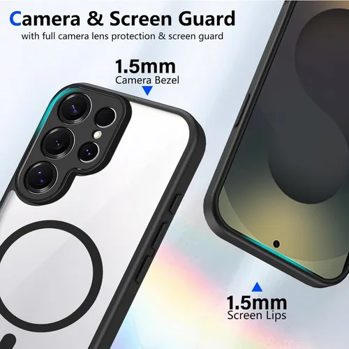 Vista 152 de Funda magnética transparente compatible con Xiaomi 17T, color negro 2 en 1 PC + TPU cubierta de teléfono a prueba de golpes, carcasa protectora