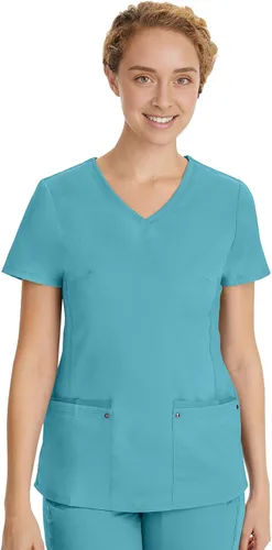 Vista 20 de Healing Hands - Camiseta médica con cuello en V para mujer, suave, elástica Negro