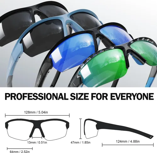 Vista 2 de DEAFRAIN Lentes de sol deportivos polarizados para hombres y mujeres, ideales para ciclismo, pesca, correr, conducir, marco irrompible TR90
