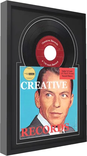Vista 4 de Creative Picture Frames Marco de disco individual de vinilo de 7 pulgadas con doble paspartú negro y negro de 6 7/8 pulgadas y cubierta de 7 x 7