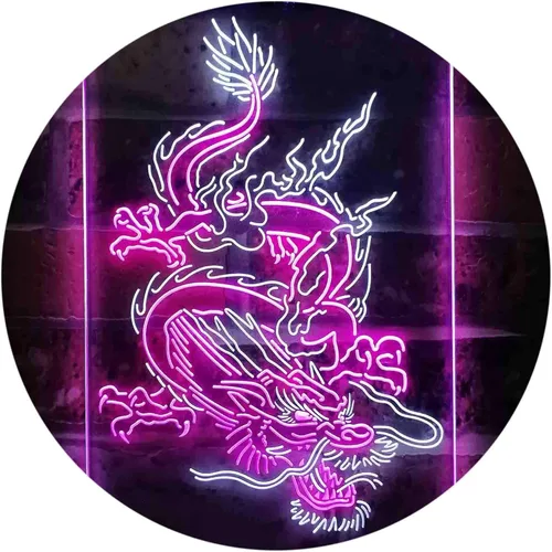 Vista 10 de ADVPRO Hombre Dragón Chino Cueva Garaje Tatuaje Dual Color LED Neon Sign Azul y Rojo 8 x 12 pulgadas st6s23-i3780-br
