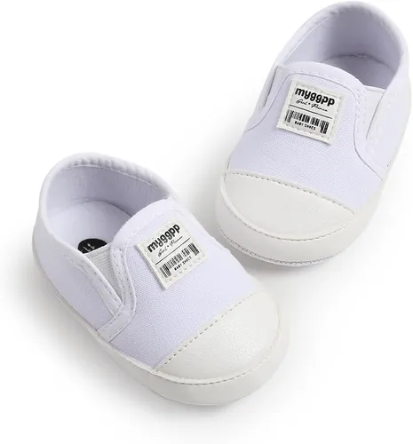 Vista 4 de Zapatos de bebé para niños y niñas, tenis de suela antideslizante, zapatos planos para primeros pasos, zapatos planos y perezosos
