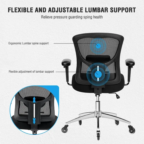 Vista 8 de Silla de oficina grande y alta de 600 libras, silla de malla ergonómica resistente, silla de escritorio ejecutiva para computadora con asiento ancho