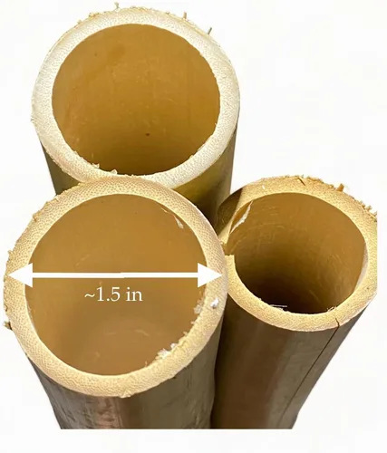 Vista 3 de Paquete de 3 palos de bambú – 6 pies de largo Natural grueso bambú postes – 1.5 pulgadas de diámetro – estacas de jardín (beige)