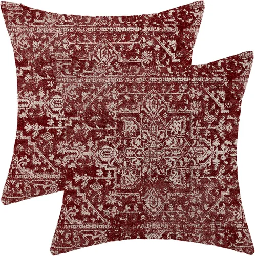 Vista 8 de Fundas de almohada Gohdiwh boho 16 x 16, juego de 2, fundas de almohada decorativas de diseño étnico, fundas de almohada de lino azul