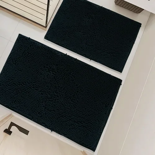 Vista 10 de Juego de alfombras de baño de 2 piezas, súper absorbente suave, gruesa, lavable en lavadora, alfombra de baño de chenilla antideslizante, alfombra