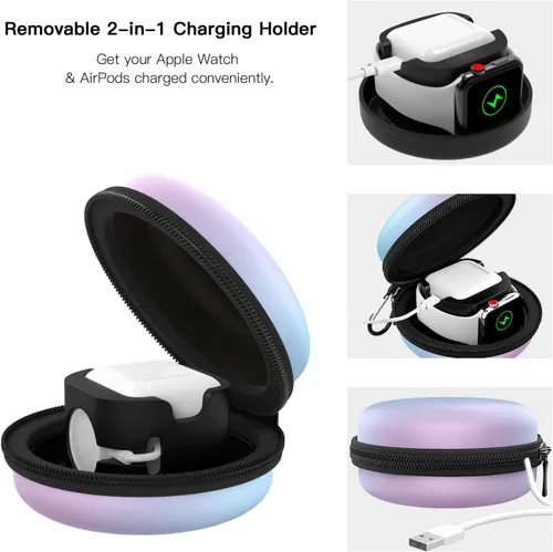 Vista 2 de MoKo Caja de almacenamiento compatible con Apple Watch Series 11/10/9/8/7/6/5/4/3/2/1/SE3/SE2/SE, funda protectora portátil de viaje para AirPods
