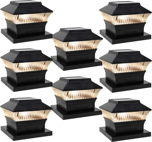Vista 10 de Luces solares para tapa de poste (paquete de 2) – LED blanco cálido de 25 lúmenes, se adapta a 3.5 x 3.5 pulgadas y 4 x 4 pulgadas de madera/vinilo