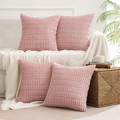 Vista 7 de MIULEE Paquete de 4 fundas de almohada decorativas neutras de 16 x 16 pulgadas para sofá, sala de estar, cama, estilo rústico, granja, bohemio