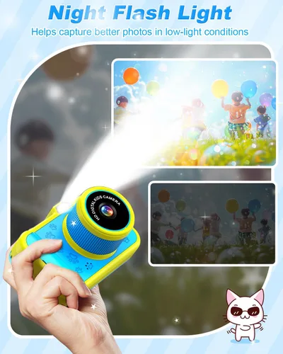 Vista 8 de Cámara para niños Uffylle, selfie frontal de 1080P 48MP, cámara de juguete para niños pequeños con pantalla grande de 3.5 pulgadas, zoom 10X