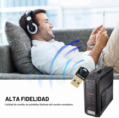 Vista 5 de Adaptador USB Bluetooth 5.0 dong, transmisor inalámbrico Bluetooth receptor para PC, portátil, computadora de escritorio, música estéreo, música