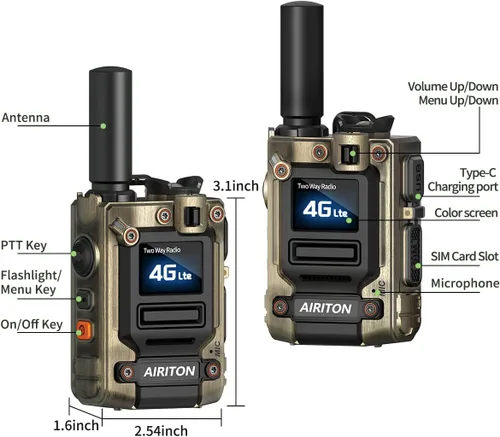 Vista 7 de Walkie Talkies Airiton Radios de alcance ilimitado en todo el país, 4G, larga distancia, 5000 millas, radio bidireccional POC de mano AI-G7 Push to