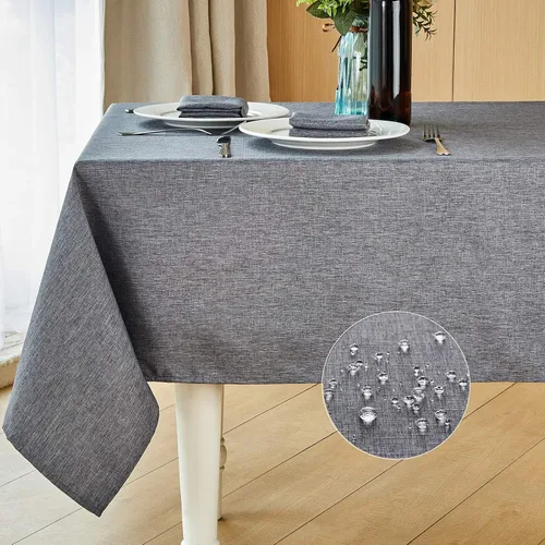 Vista 11 de Mebakuk Mantel Rectangular de Lino Estilo Granja, Impermeable, Anti-encogimiento, Suave y Resistente a las Arrugas, Cubierta de Mesa Decorativa
